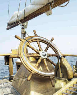 wheel on sailing ship